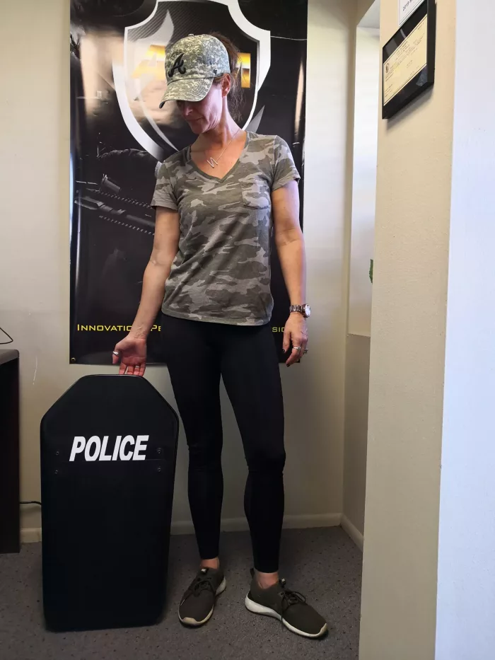 Active Shooter Ballistic Shield Person For Scale
